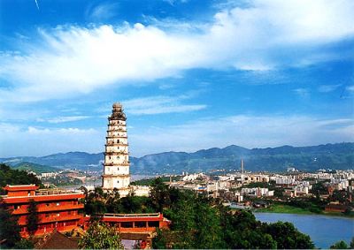 A scenic view of Yibin Jiuzhouta