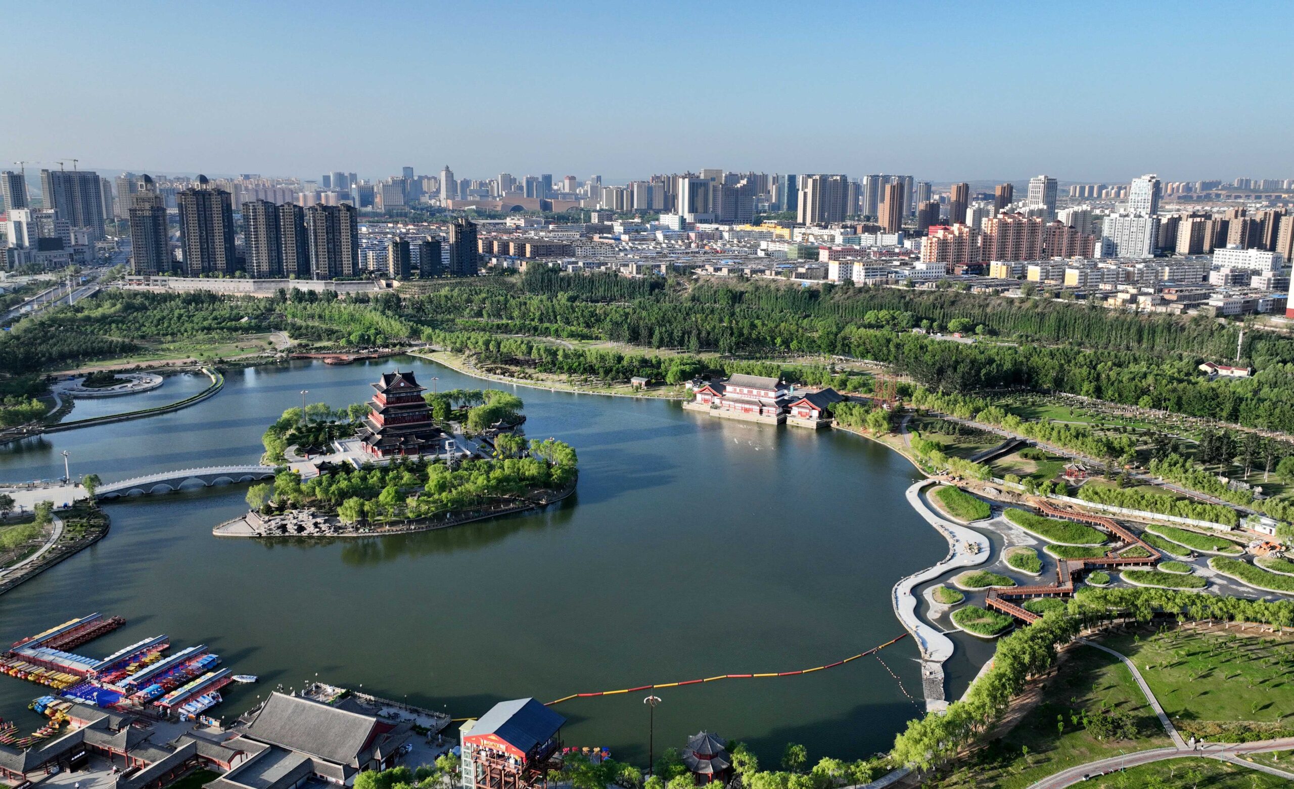 A scenic view of Yulin Wei City