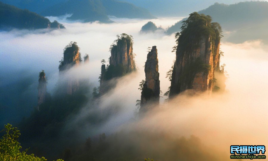 A scenic view of Zhangjiajie Qilonggang Gumuqun