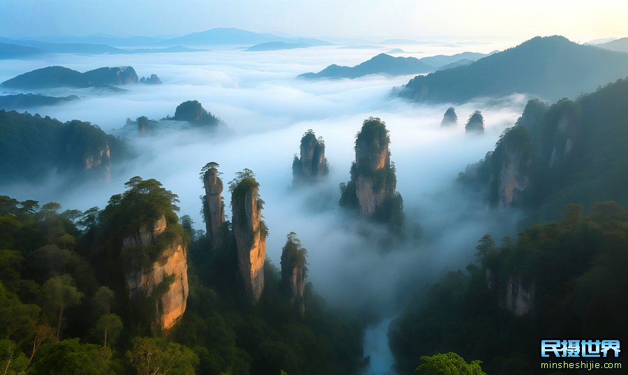 A scenic view of Zhangjiajie Qilonggang Gumuqun