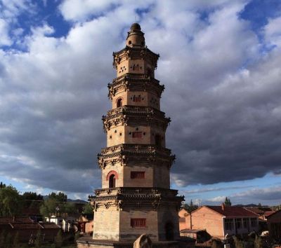 A scenic view of Zhangjiakou Gucheng Temple Chongguang Pagoda