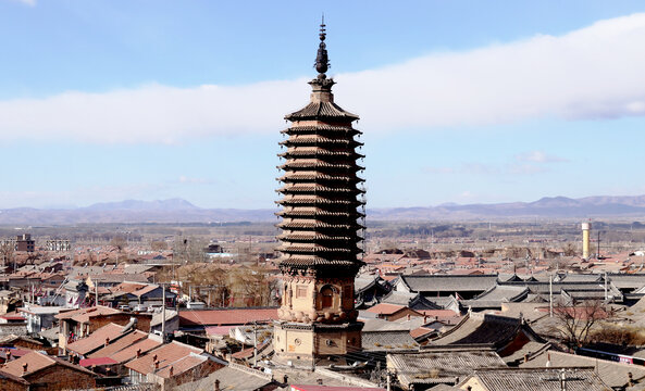 A scenic view of Zhangjiakou Nanan Temple Pagoda